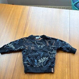 deux par deux Black Sweater with Multicolor Animal Outlines